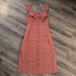 Hutch Linen Cotton Button Up Midi Dress